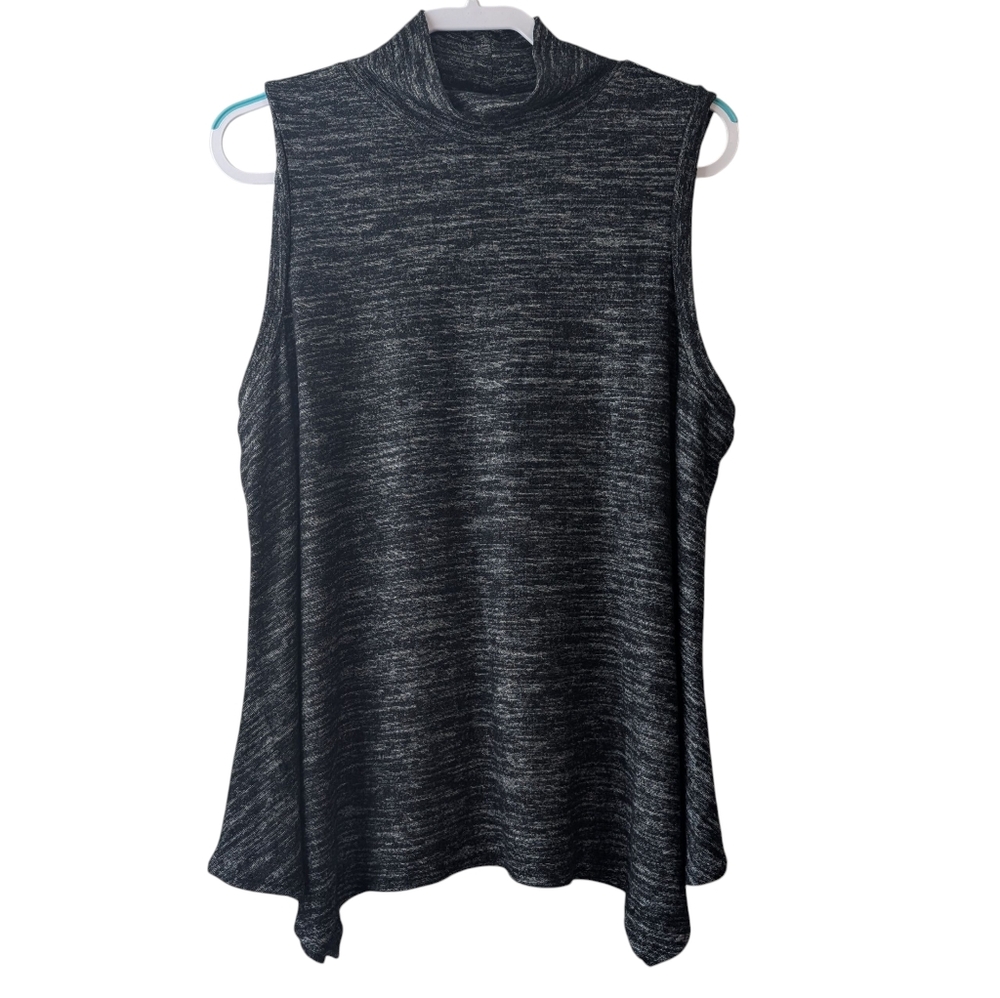 APT. 9 WOMEN'S HEATHERED BLACK MOCK NECK SLEEVELESS TUNIC SIZE PXL